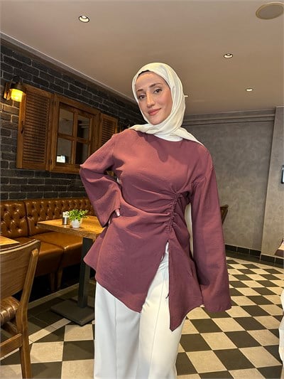BÜZGÜLÜ BLUZ Mürdüm