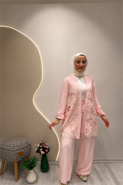 GÜPÜRLÜ KİMONO Pembe