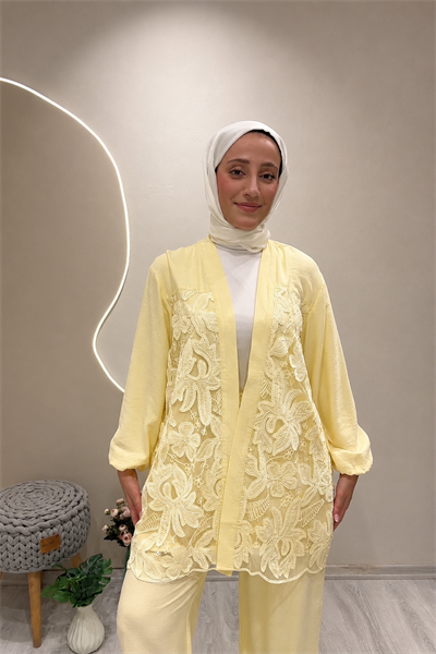 GÜPÜRLÜ KİMONO Sarı