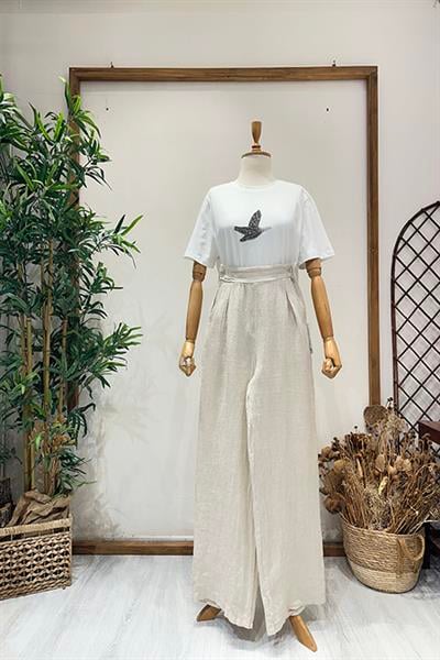 İTHAL KETEN PANTOLON Bej