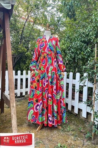 LALE ELBİSE  KIRMIZI