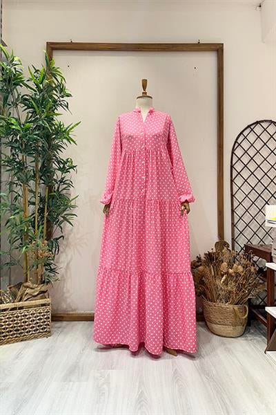 PUANTİYELİ ELBİSE Pembe