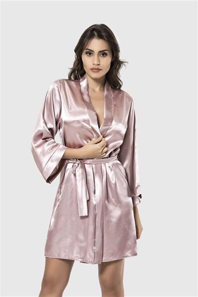Arias Closet Vizon Kısa Saten Sabahlık