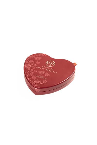 Elit Luxury Pralines Glutensiz Çikolata Metal Kalp Kutu 160 g