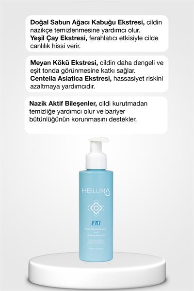 Çift Etkili Yüz & Makyaj Temizleyici 150 ml – Yeşil Çay, Meyan Kökü & Papatya ile Nazik Temizlik