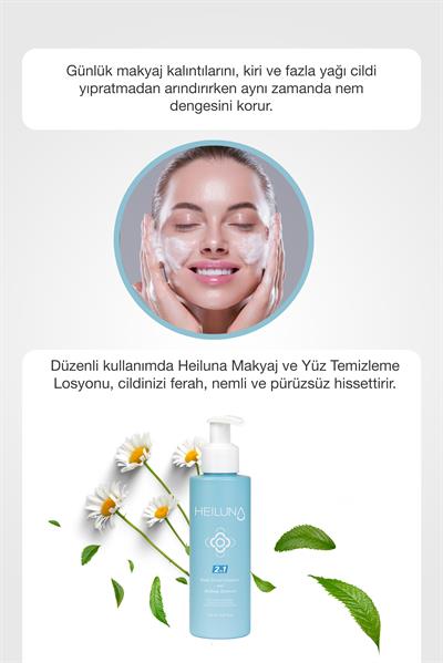 Çift Etkili Yüz & Makyaj Temizleyici 150 ml – Yeşil Çay, Meyan Kökü & Papatya ile Nazik Temizlik