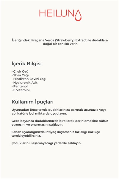 Besleyici Gece Dudak Maskesi 20g - Çilek Özü, E Vitamini ve Doğal Yağlar İçeren Bakım