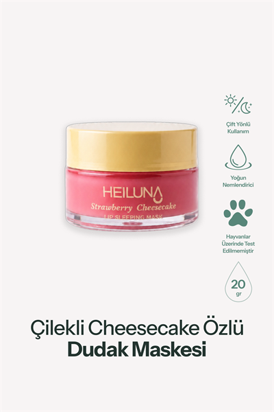 Çilekli Cheesecake Özlü Gece Dudak Maskesi 20g | E Vitamini, Shea Yağı Besleyici Bakım