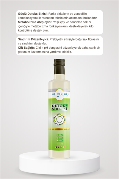 Detoks Sirkesi | Kayısı, Yeşil Çay ve Bitkisel Ekstrakt İçeren Karışım 250 ml