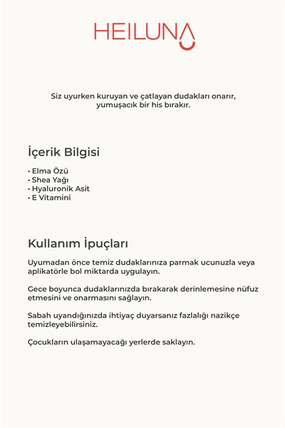 Çatlak ve Kuru Dudaklar İçin Gece Maskesi 20g - Elma Tarçın Aromalı Yoğun Nemlendirici