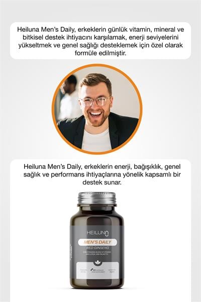 Men’s Daily Multivitamin 60 Kapsül – Red Ginseng, Likopen & Saw Palmetto ile Enerji ve Güç Desteği
