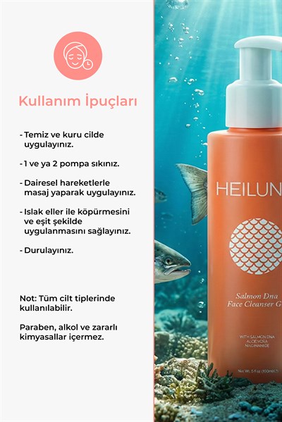 Heiluna Somon DNA Yüz Temizleme Jeli | Aloe Vera & Niasinamid | 150 ml