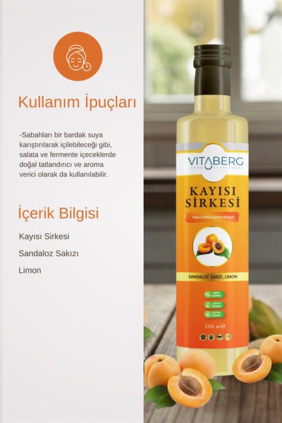 Kayısı Sirkesi | Sandaloz Sakızı ve Limon Ekstrakt İçeren Karışım 250 ml
