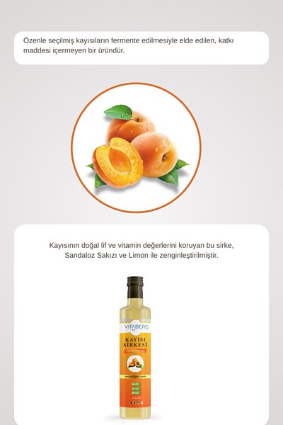 Kayısı Sirkesi | Sandaloz Sakızı ve Limon İçeren Sirke Karışım 250 ml