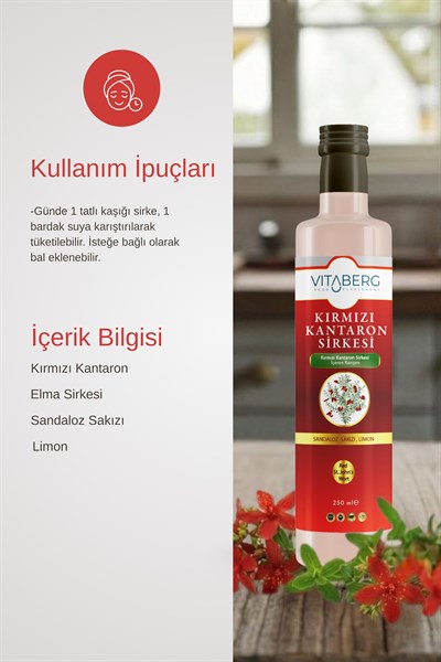 Kırmızı Kantaron Sirkesi  | Elma ve Bitkisel Ekstrakt İçeren Karışım 250 ml