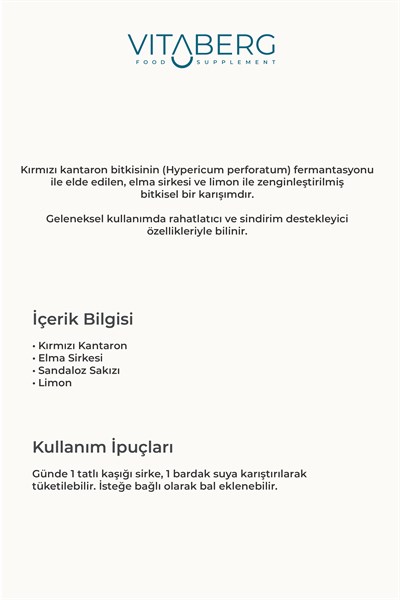 Kırmızı Kantaron ve Bitkisel Ekstrakt İçeren Sirke 250 ml