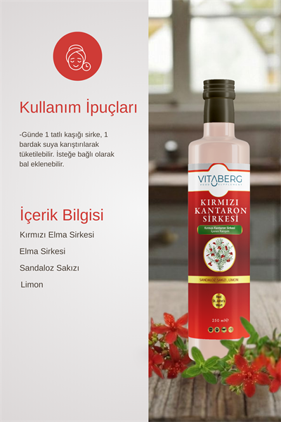Kırmızı Kantaron Sirkesi  | Elma ve Bitkisel Ekstrakt İçeren Karışım 250 ml