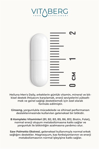 Mens Daily Multivitamin 60 Kapsül – Red Ginseng, Likopen & Saw Palmetto