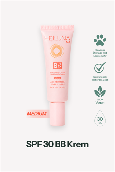 SPF 30 BB Krem Medium 30 ml – Niacinamide & Aloe Vera ile Aydınlatıcı, Nemlendirici ve Güneş Koruma 