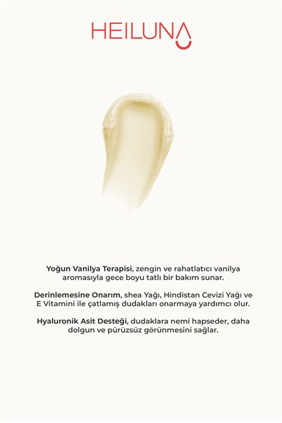 Vanilya Aromalı Gece Dudak Maskesi 20g - Hyaluronik Asit & Shea Yağı Onarıcı Bakım