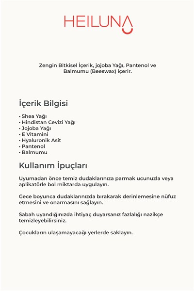 Vanilya Aromalı Gece Dudak Maskesi 20g - Hyaluronik Asit & Shea Yağı Onarıcı Bakım
