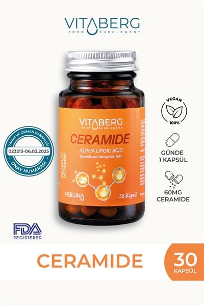 Vitaberg Ceramide 30 Kapsül | Seramid, Alfa Lipoik Asit, Vitamin C, B6 ve B12 | Vegan