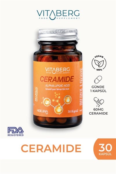 Vitaberg Ceramide 30 Kapsül | Seramid, Alfa Lipoik Asit, Vitamin C, B6 ve B12 | Vegan
