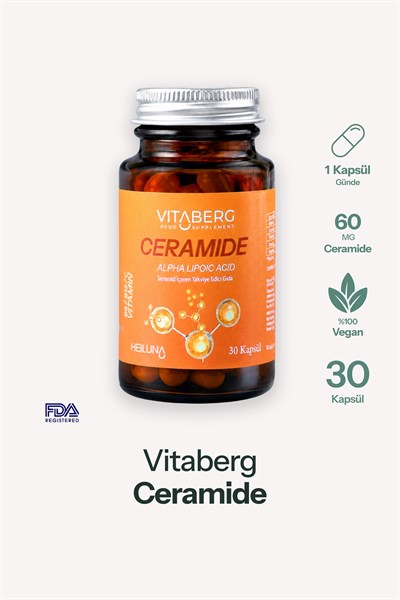 Vitaberg Ceramide 30 Kapsül | Seramid, Alfa Lipoik Asit, Vitamin C, B6 ve B12 | Vegan