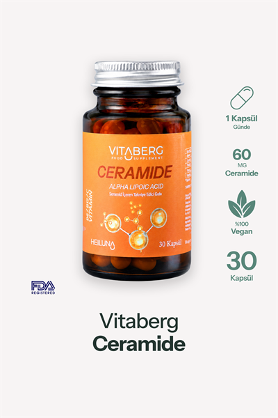Vitaberg Ceramide 30 Kapsül | Seramid, Alfa Lipoik Asit, Vitamin C, B6 ve B12 | Vegan