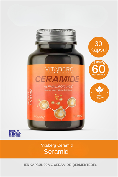 Vitaberg Ceramide 30 Kapsül | Seramid, Alfa Lipoik Asit, Vitamin C, B6 ve B12 | Vegan