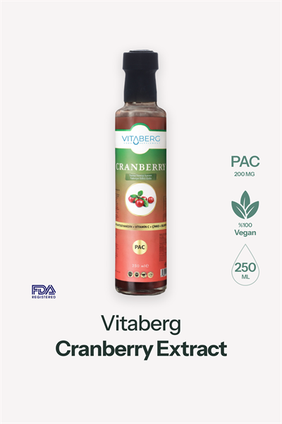 Vitaberg Cranberry Extract Sıvı Takviye | Vitamin C, Çinko, Selenyum İçeren Formül