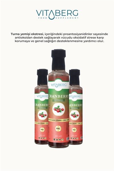 Cranberry Extract Sıvı Takviye | Vitamin C, Çinko, Selenyum İçeren Formül