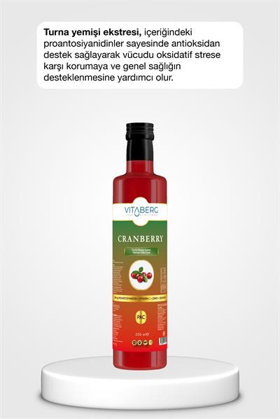 Vitaberg Cranberry Extract Sıvı Takviye | Vitamin C, Çinko, Selenyum İçeren Formül