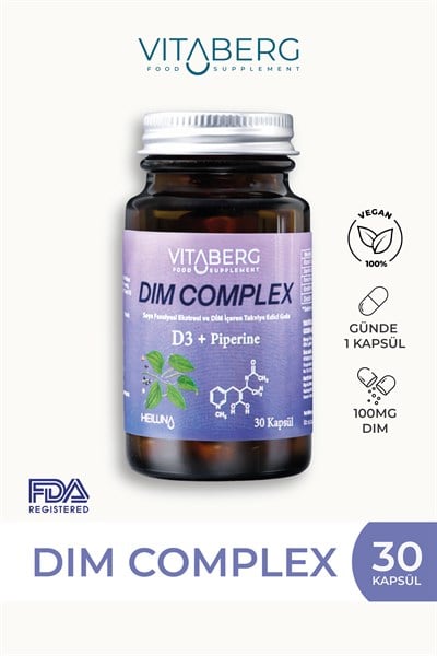 Dim Complex 30 Kapsül – DIM 100 mg, D3 ve Bitkisel Ekstreler İçeren Takviye Edici Gıda