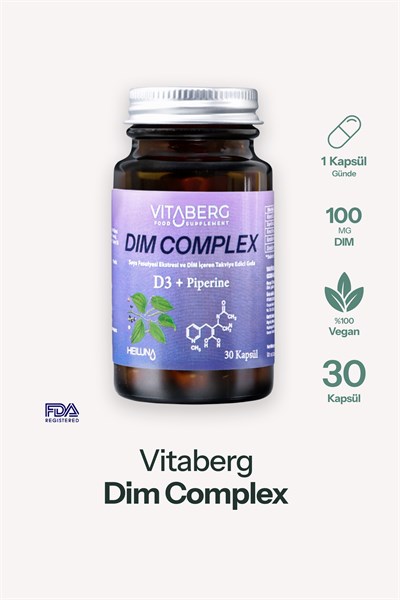 Vitaberg Dim Complex 30 Kapsül – DIM 100 mg, D3 ve Bitkisel Ekstreler İçeren Takviye Edici Gıda