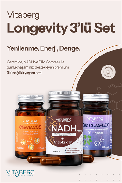 Vitaberg Longevity 3’lü Takviye Seti - NADH, Ceramide ve DIM Complex