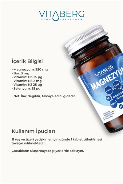 Magnezyum Compleks | Bisglisinat, Taurat, Sitrat, Malat + K2, B6, Bor, Selenyum