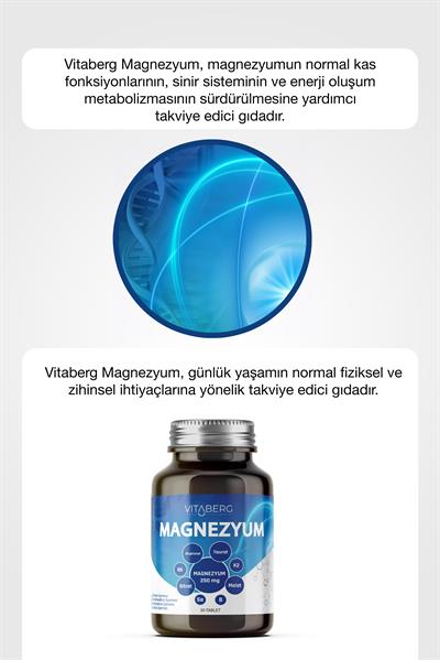 Vitaberg Magnezyum | Bisglisinat, Taurat, Sitrat, Malat + K2, B6, Bor, Selenyum