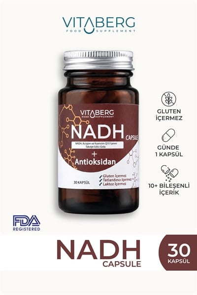 Vitaberg NADH Antioksidan+ | PQQ, Koenzim Q10, Resveratrol, Kolajen Tip II
