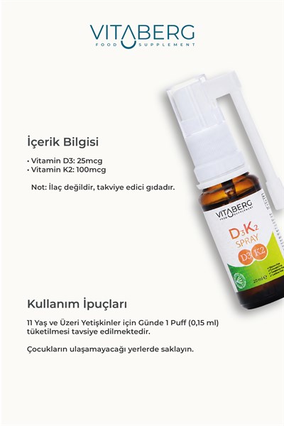 Vitamin D3 K2 Sprey | Günlük Kemik ve Bağışıklık Desteği