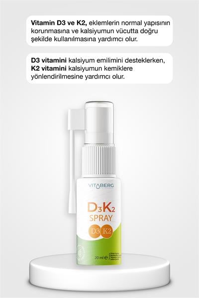 Vitaberg Vitamin D3 K2 Sprey | Günlük Kemik ve Bağışıklık Desteği