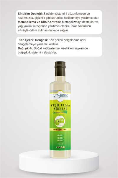 Yeşil Elma Sirkesi | Sandaloz Sakızı ve Limon Ekstrakt İçeren Karışım 250 ml
