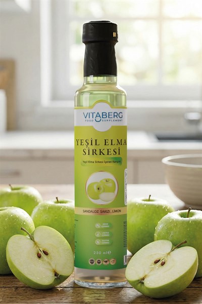 Yeşil Elma Sirkesi | Sandaloz Sakızı ve Limon İçeren Sirke Karışım 250 ml