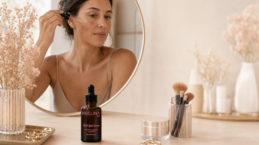 Koyu Leke Karşıtı Serum Faydaları,Koyu Leke Karşıtı Serum,Heiluna Koyu Leke Karşıtı Serum,Leke Görünümü Karşıtı Serum,Cilt Tonu Eşitleyici Serum,Niasinamid Serum,Traneksamik Asit Serum,Alpha-Arbutin Serum,Kojik Asit Serum,Vegan Yüz Serumu