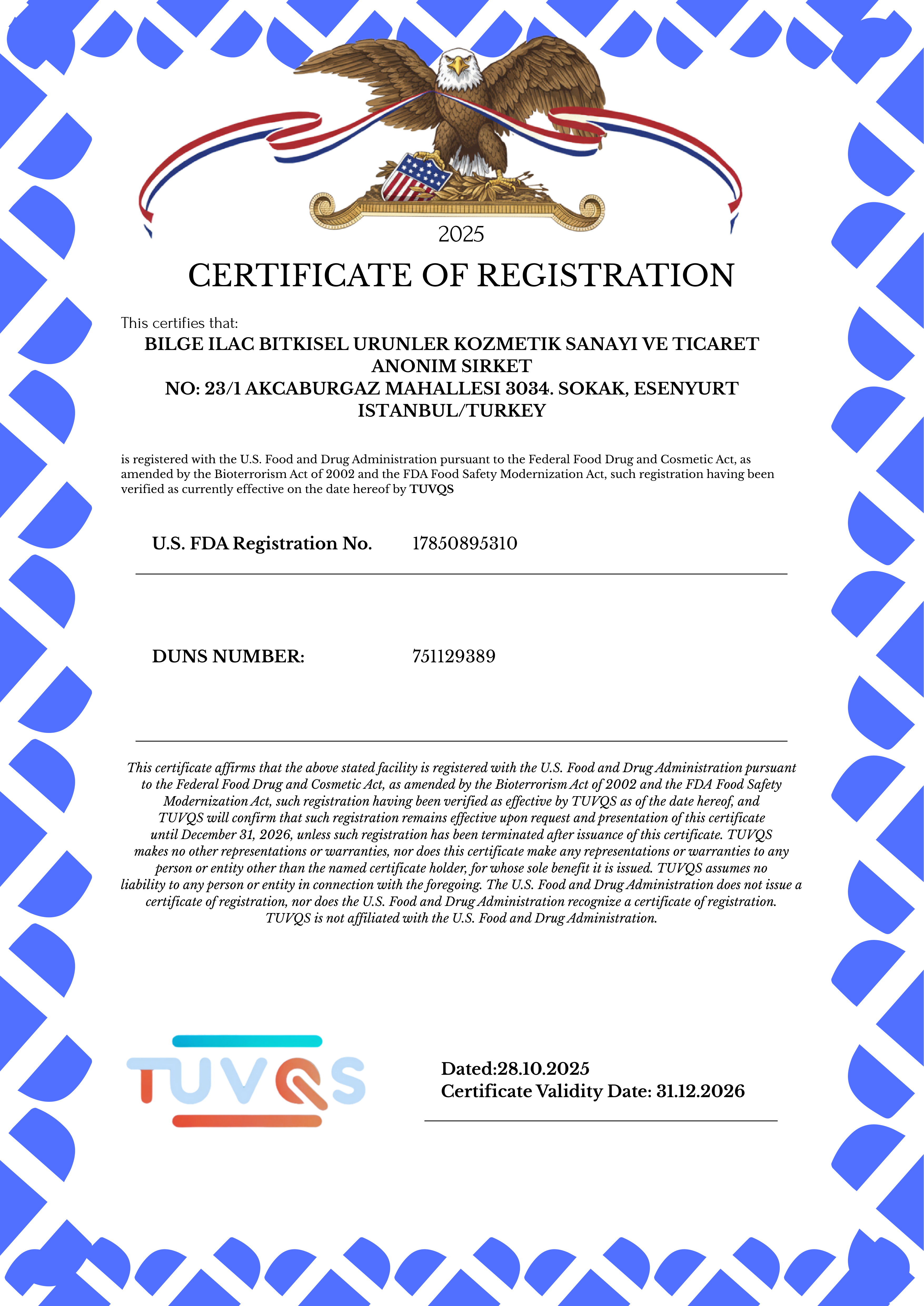 FDA Registration Document