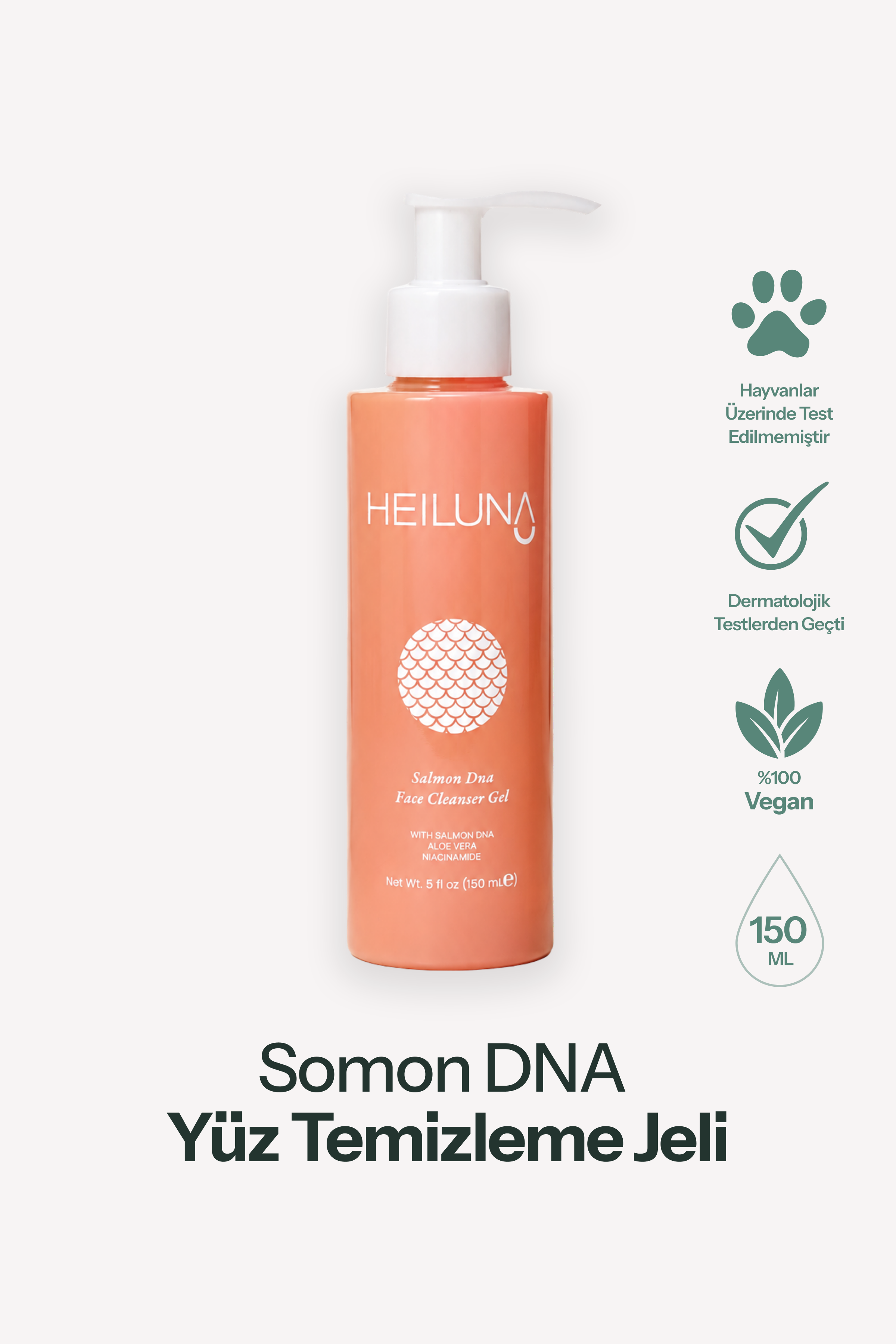 Heiluna Somon DNA Yüz Temizleme Jeli | Aloe Vera & Niasinamid | 150 ml