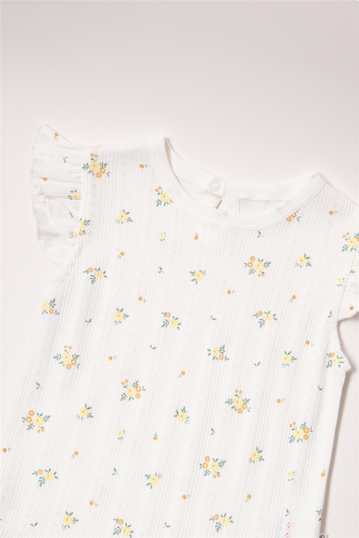 AJURLU KISA KOLLU BODY YAŞ BASKILI (BLOOM) SARI