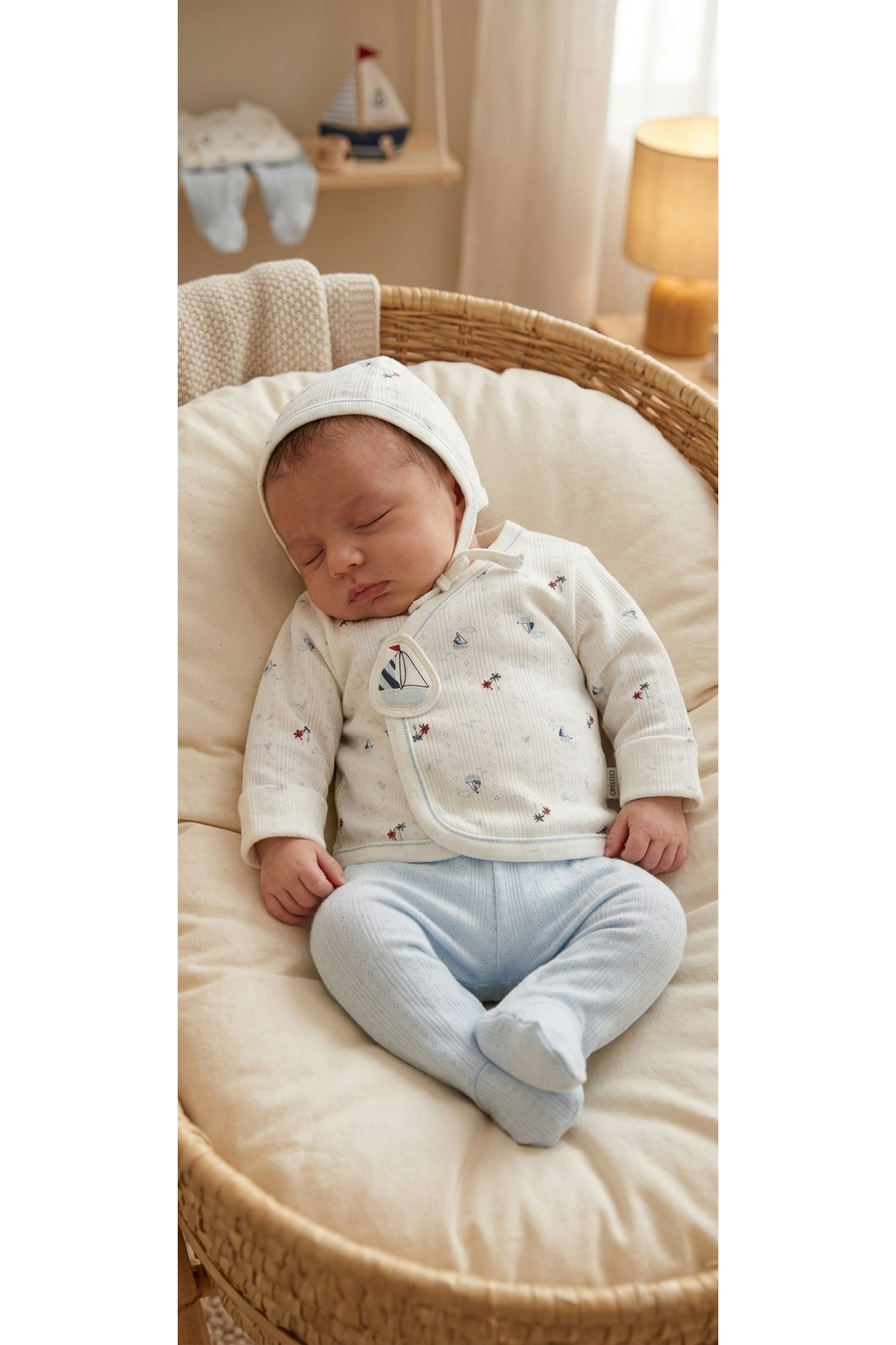 AJURLU ZIBIN SET 5Lİ (PALM IN THE SEA) MAVİ
