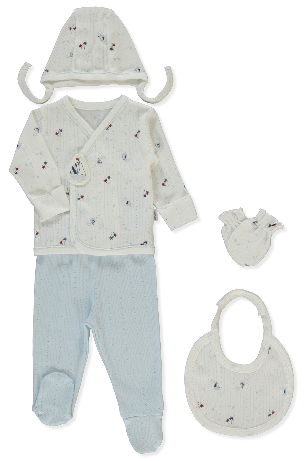 AJURLU ZIBIN SET 5Lİ (PALM IN THE SEA) MAVİ