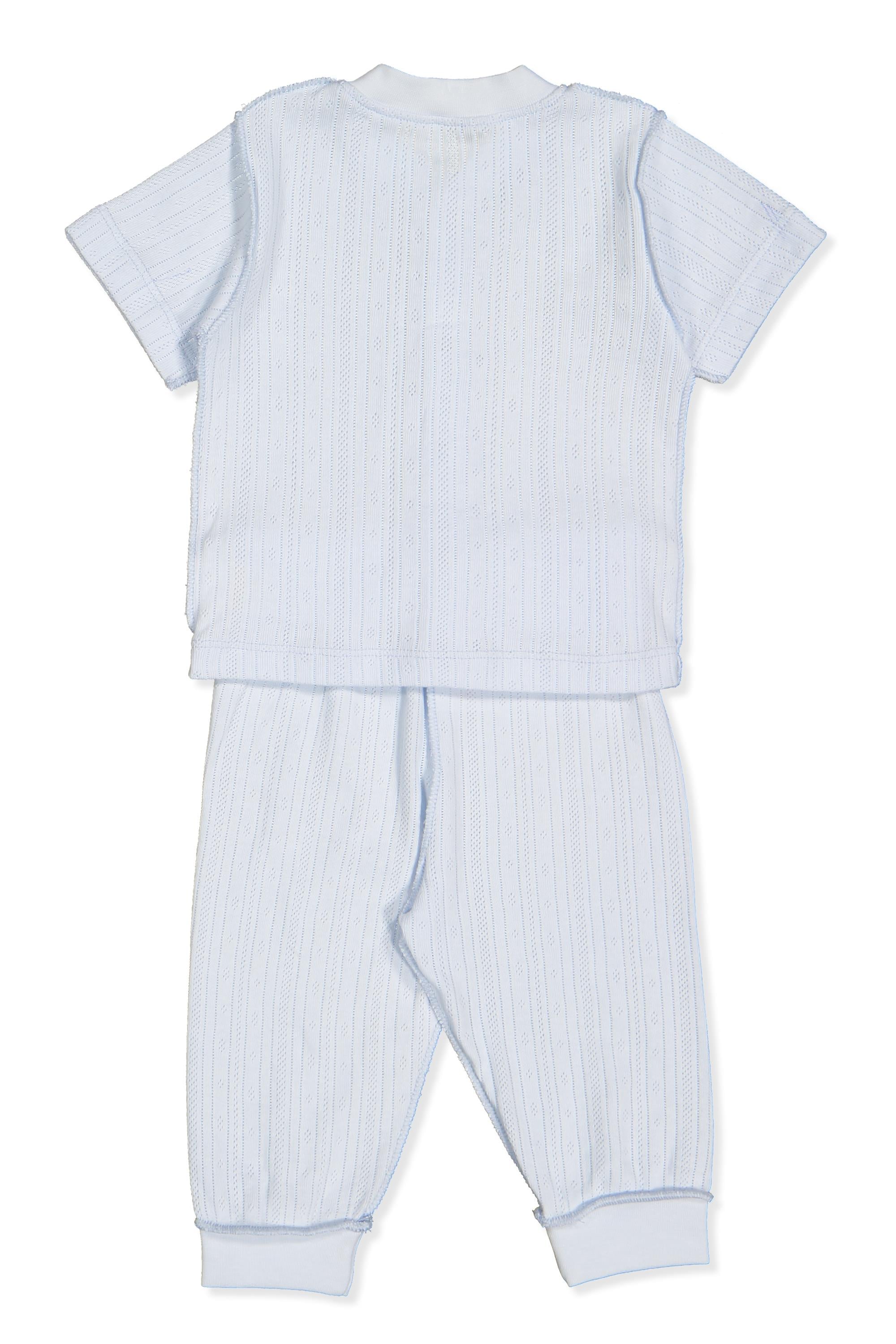 DIŞ DİKİŞ AJURLU PATİKSİZ MİNİ PİJAMA (BASIC/25) MAVİ